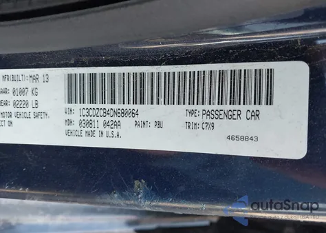 2013 Dodge Avenger Sxt из США, поврежденный, VIN 1C3CDZCB4DN680064